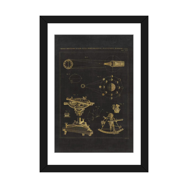 « astronomie chart ii », impression sur toile tendue, H 24 po x l 16 po x P 1 po, Papier d'art encadré noir, Blanc