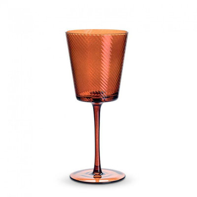 Dark Amber Optic Swirl Stemmed Wine Glass