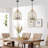 3-Light beige rattan iron art adjustable light pendant lamp