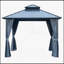 Pavillon de jardin à toit rigide 12 'X 12' avec double toit en acier galvanisé, structure en aluminium robuste, rideaux et filet
