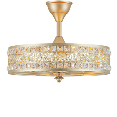 Ventilateur de plafond Crystal Gold Fandelier