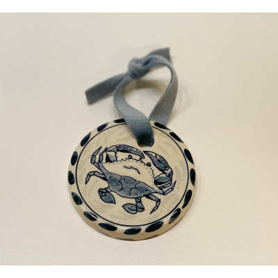 2.75'' Handmade Stoneware Hanging Flat Ornament