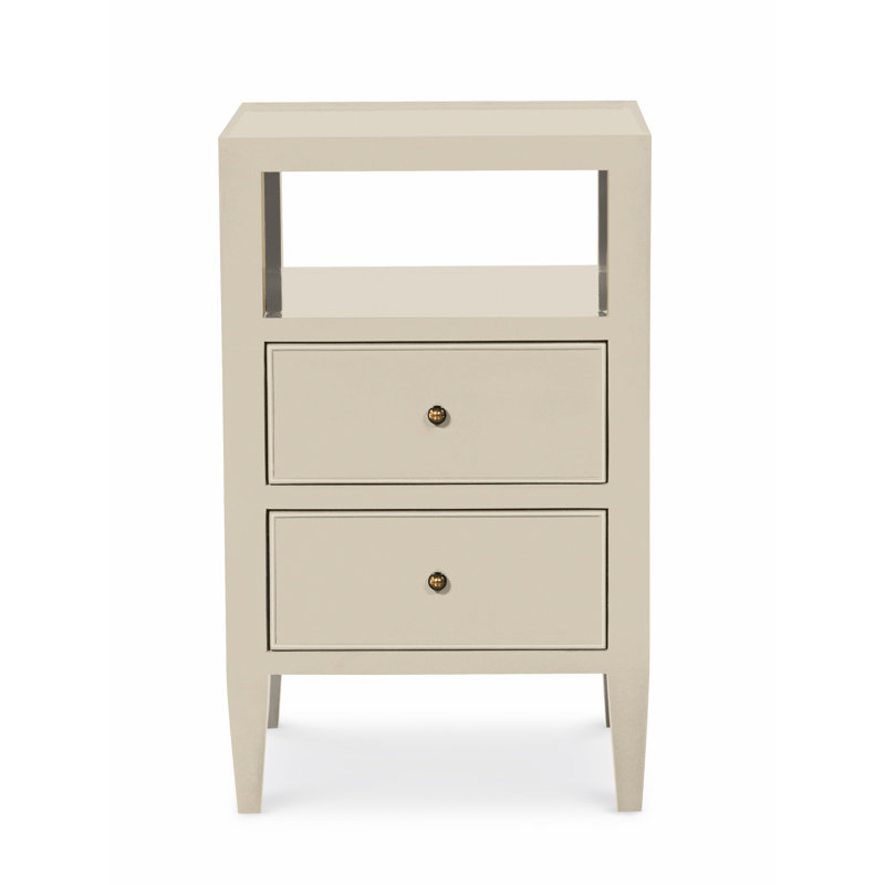 Aster Bedside Table, 29.25" H x 18" W x 18" D, Ivory, Square