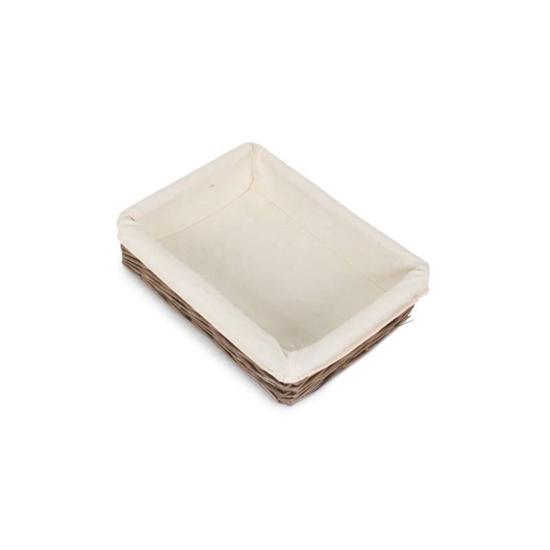 Wicker Storage Tray Basket with Lining, 25cm W x 35cm D