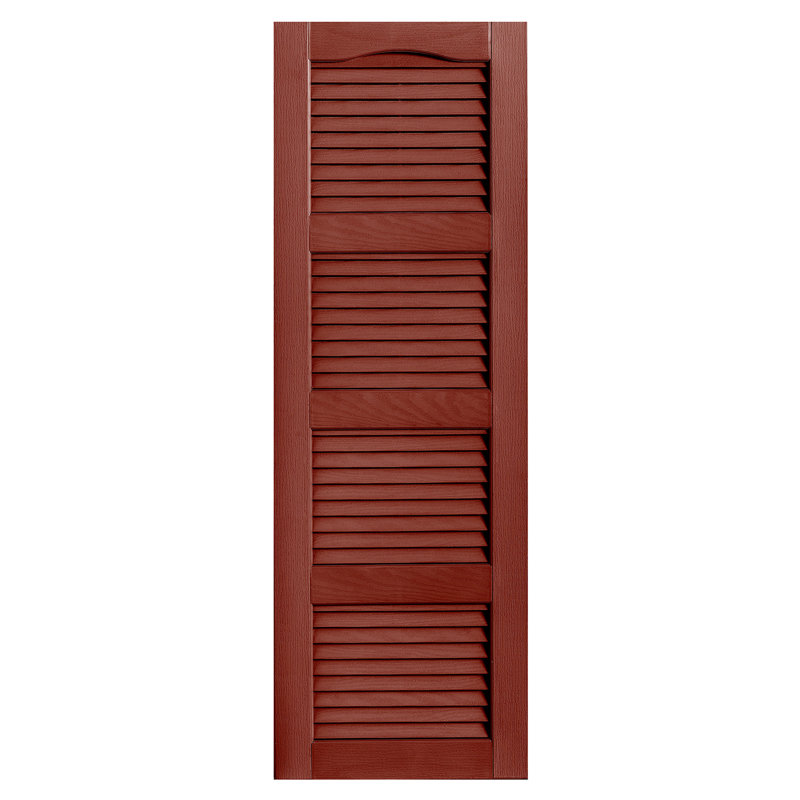 Cathedral Top Four-style Open Louvre Shutters Pair, 52", Red, 18"