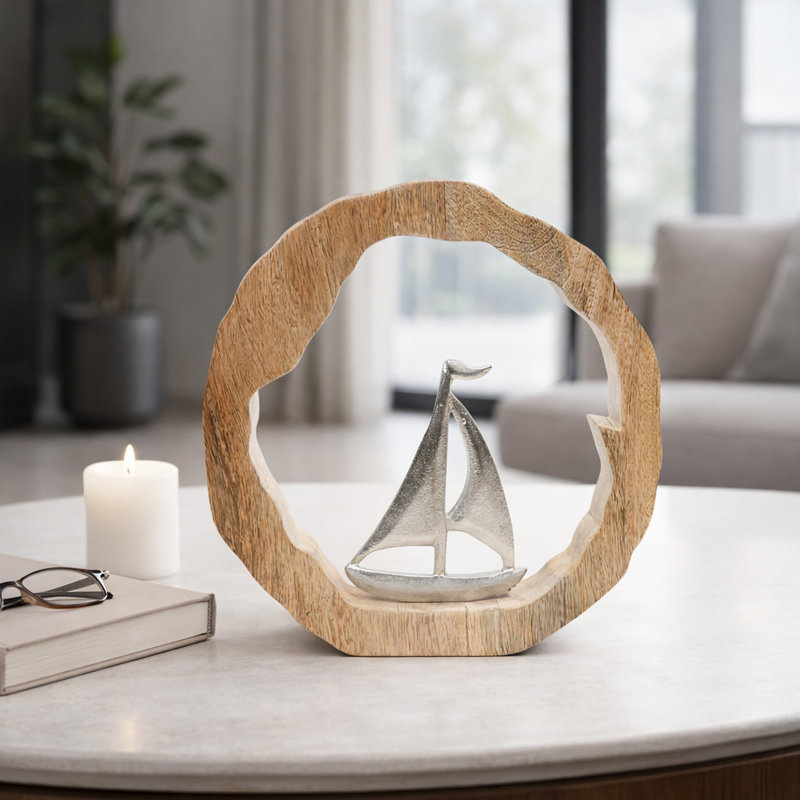 Amanie Figurine décorative sur sculpture ronde en bois pour la décoration intérieure