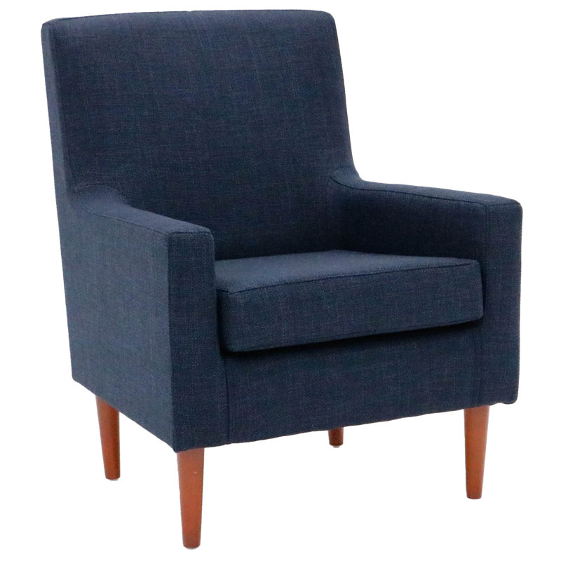 Donham Upholstered Armchair, Navy Polyester Blend, Brown