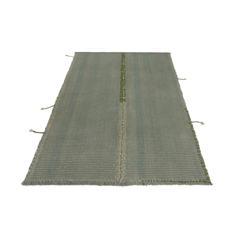 Rug & Kilim’S Contemporary Kilim In Seafoam Blue With Green And White Accents, Rectangle 10' x 14'