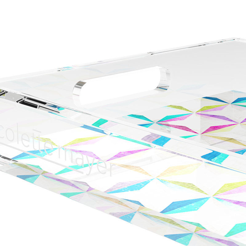 Truiq Happy Acrylic Rectangle Decorative Tray, 17"W x 10.5"D x 2"H