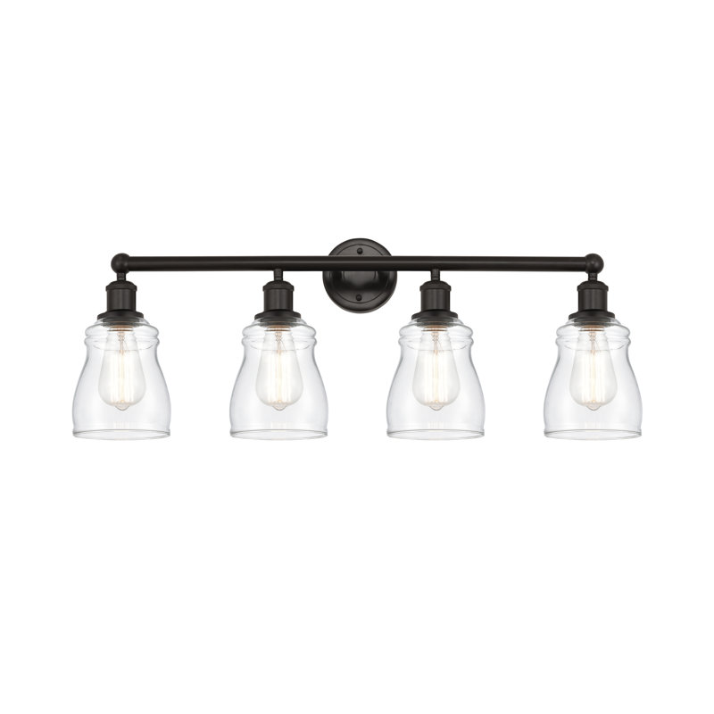 Éclairage pour meuble-lavabo de salle de bain 31,75 pouces 4 lumières Mccarver, Transparent, Bronze huilé