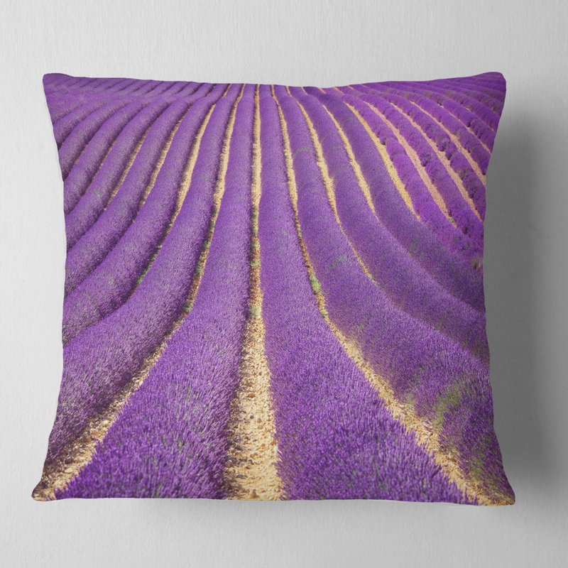 Magnifique motif de lavande florale, 18 po x 18 po, Coussin décoratif