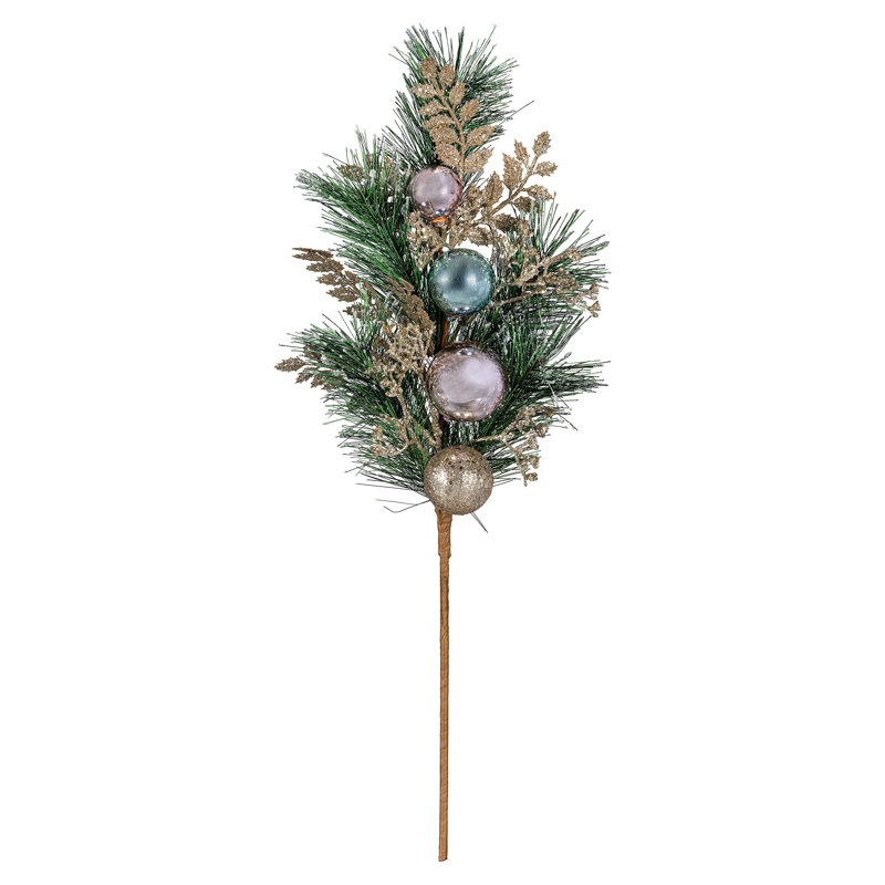 Artificial Pine Stem With Ornaments, 24"H