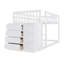 Lit superposé simple au-dessus de simple avec 4 tiroirs et 3 tablettes - blanc-338304191-338304184