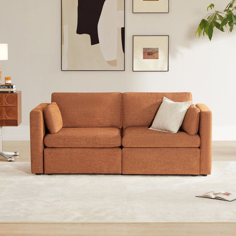 Canapé modulaire rembourré avec coussins décoratifs l 78,8 po Winfree, Orange