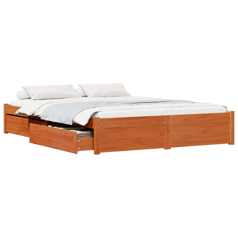 Bed Frame With Drawers Wooden Bedstead Platform Bed Multi /Sizes, Kingsize (5')