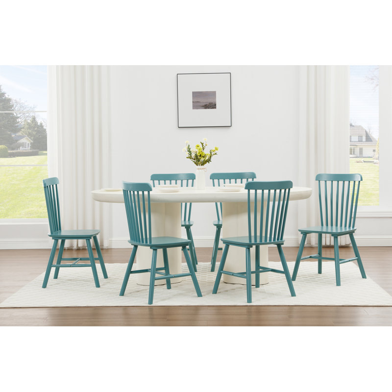 Candance Solid Wood Windsor Back Side Chair, Teal