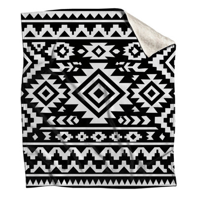 Couvertures à motif aztèque noir et blanc