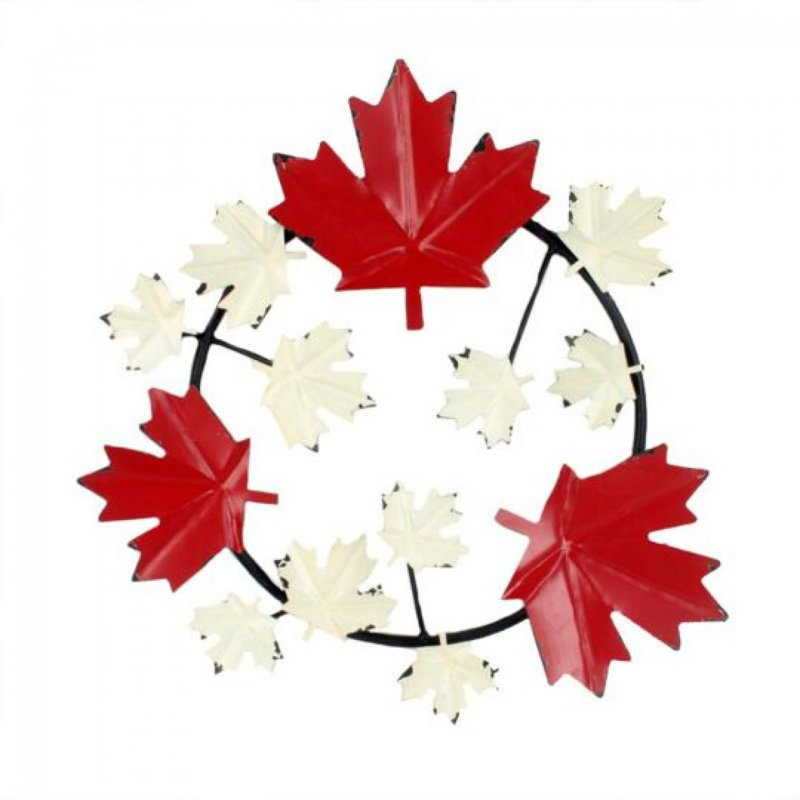 Couronne en métal feuille d'érable rouge et blanche