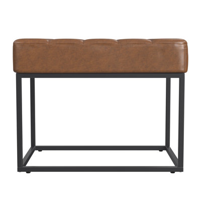 Homepop Theodore Small Ottoman - Faux Leather