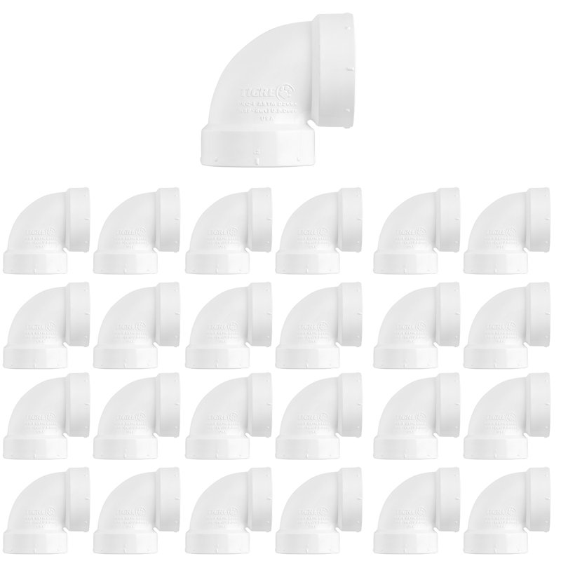 Coude d'évent en PVC blanc 1-1 / 2 po H x H, bonde en PVC, raccord d'évacuation et d'évacuation, (paquet de 20)