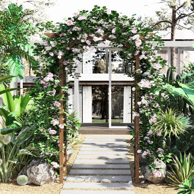 79In Trellis Garden - Classic Countryside Style For Parties. Wood, Pergola Top, Enhances Yard Appearance. Easy Assembly Arch Appeal Events Roof, Wood Material