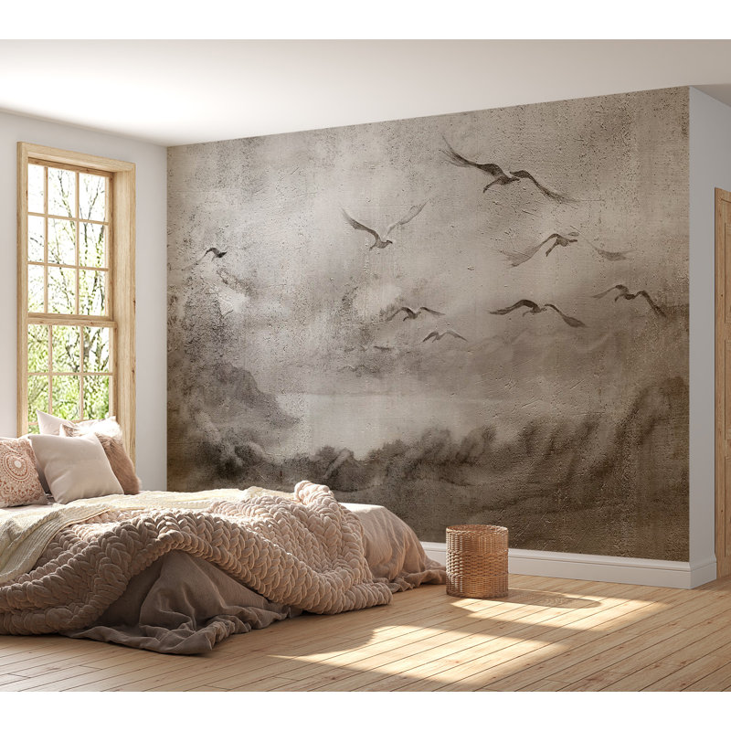 Papier peint paysage - Vol de cygne, L 82 po x l 118 po