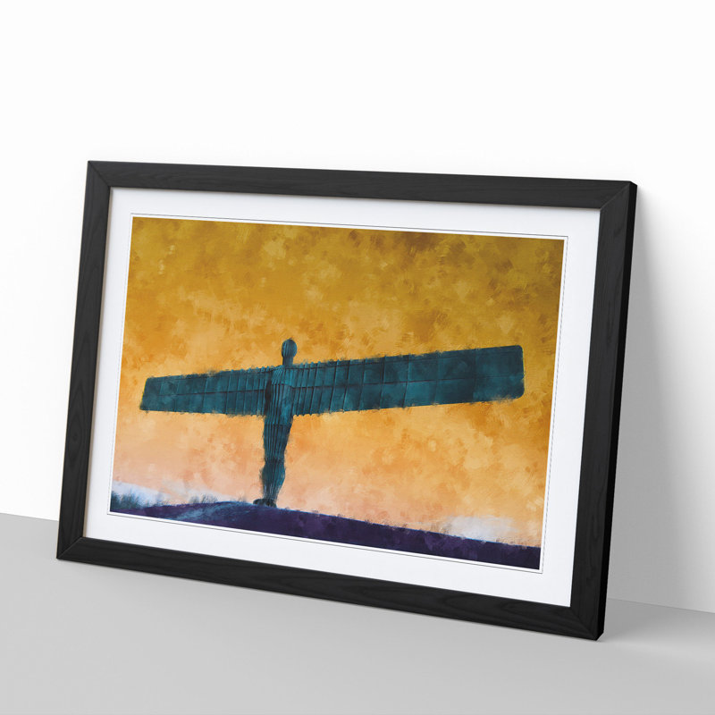 Angel of the North in Newcastle Vol.2 - Picture Frame Graphic Art, Black Framed, 27cm H x 36cm W x 2cm D