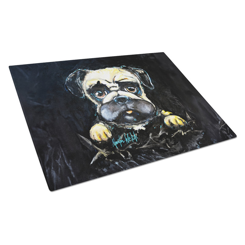 Pug It Out Glass Cutting Board