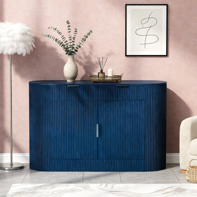 55.1 Inch Modern Storage Lilliam with 2 Doors, 2 Drawers, and 3-Tier Side Shelves for Versatile Home Organization.