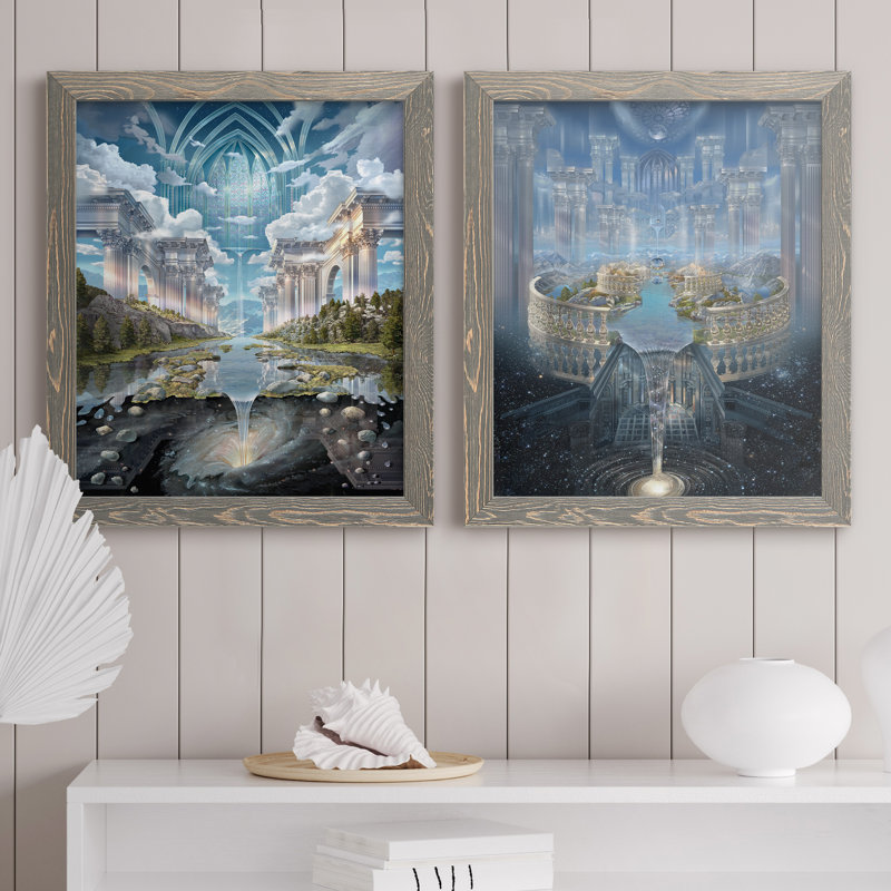 Genesis II - ensemble de 2 reproductions d'art sur toile encadrées, Encadré gris, H 24 po x l 36 po x P 1,5 po