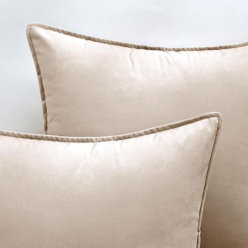 Housses décoratives en velours champagne pour canapé 18 x 18 pouces | Ensemble de 2 housses de coussin carrées solides et moelleuses, décoration de luxe moderne, pour canapé-lit