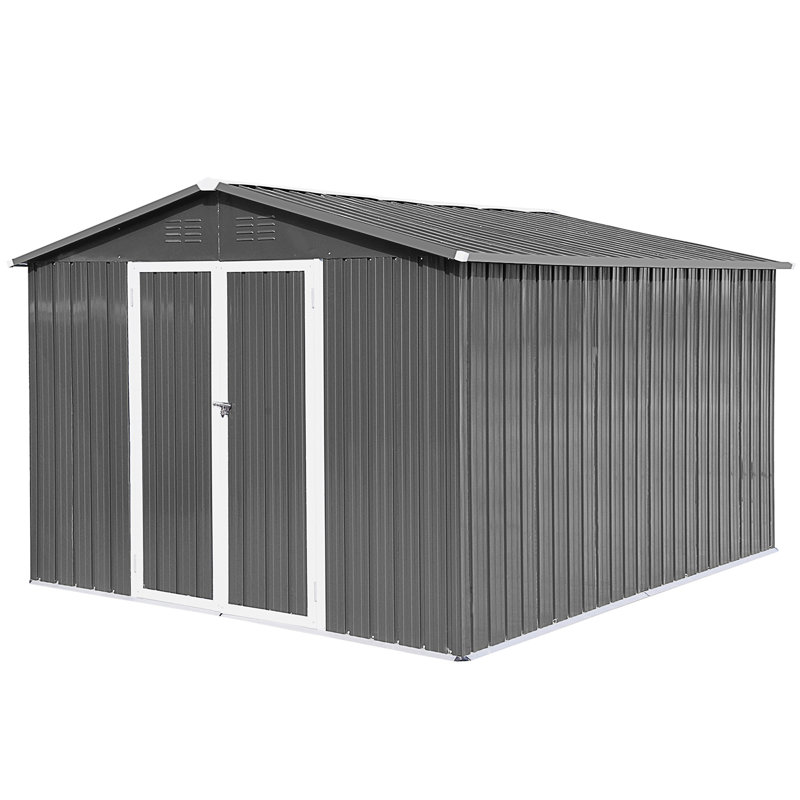 Remises de jardin en métal 10 pi x 12 pi, Gris foncé
