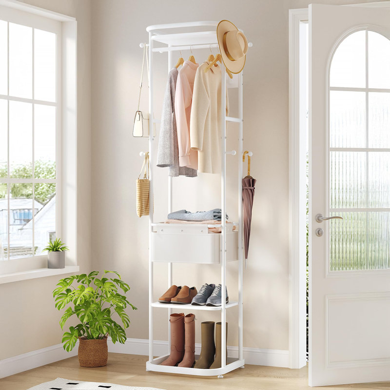 Metal Coat Rack, White