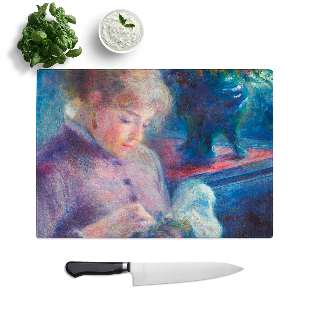 Young Woman Sewing by Pierre-Auguste Renoir Chopping Board