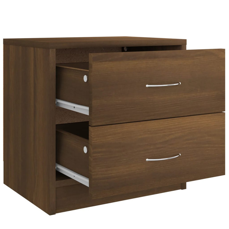 Bedside Cabinet Chipboard Nightstands Storage Unit, Concrete Grey, Set of 2