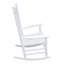 Fauteuil à bascule de véranda en bois massif blanc - Assise relaxante avec dossier à larges lattes pour un confort optimal. Montage facile, outils inclus. Poids maximal supporté : 113 kg. Fauteuil à bascule au design confortable avec siège et accoudoirs.
