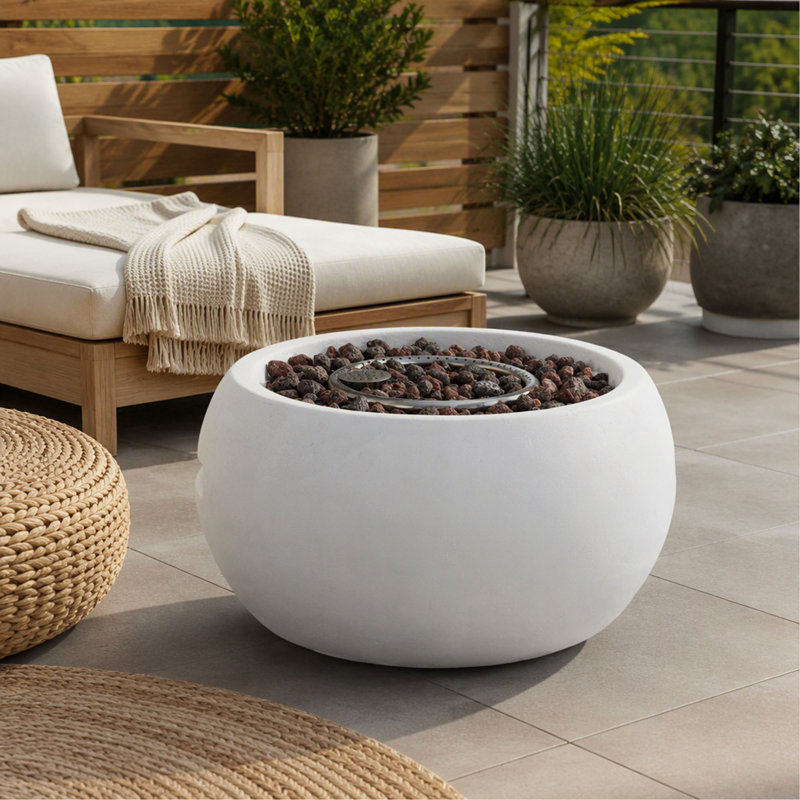 Foyer d'extérieur au propane MGO, brûleur à gaz 40 000 BTU avec finition blanche pour terrasse et terrasse