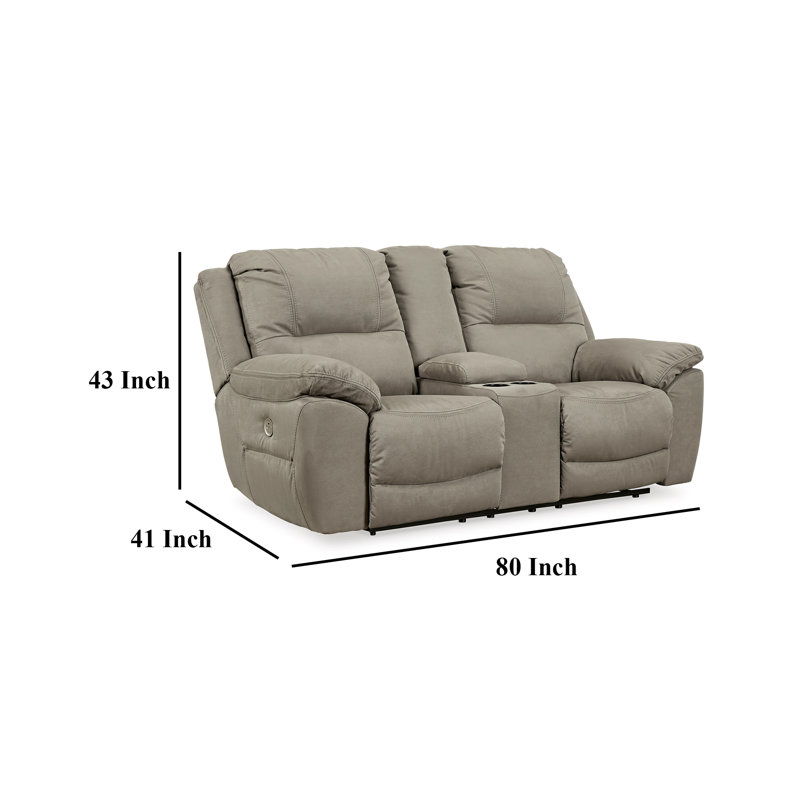 Causeuse inclinable électrique Zane, similicuir gris, 80 po