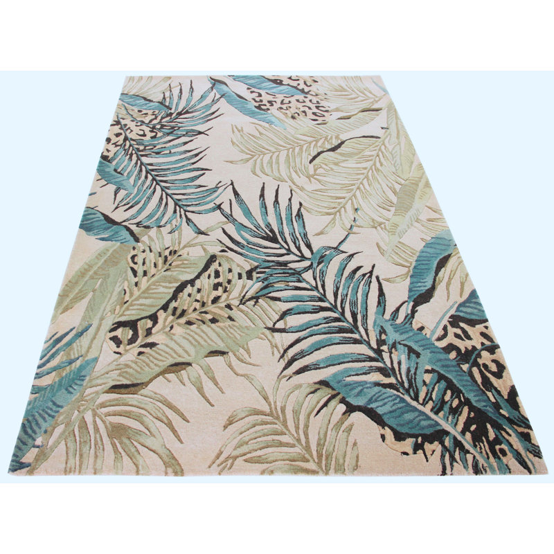 Tapis ivoire / bleu en laine touffeté à la main Jerad, Tapis de couloir 2 pi 6 po x 10 pi