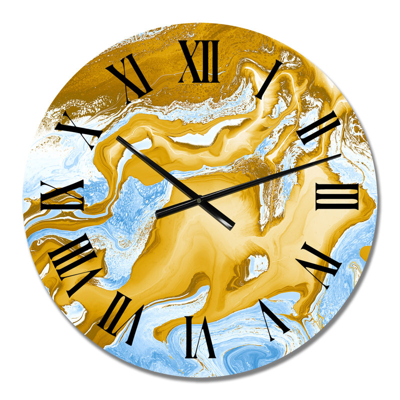 Horloge murale moderne bleue et dorée, Petit