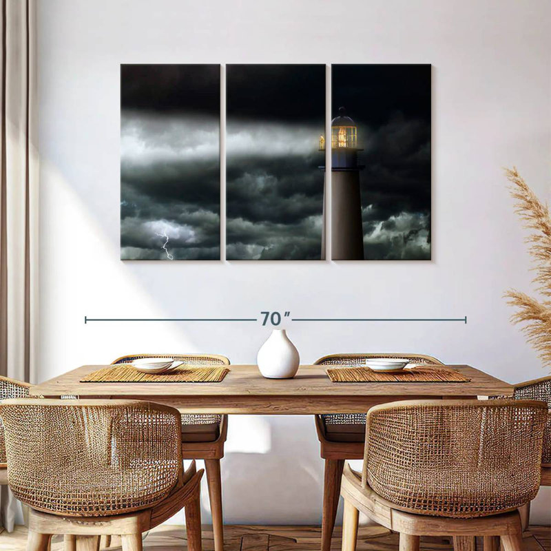 Phare d'Aletra pendant la tempête, H 36 po x l 57 po