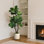 Arbre à figuier artificiel 4,5 pi en pot décoratif blanc, plante verte