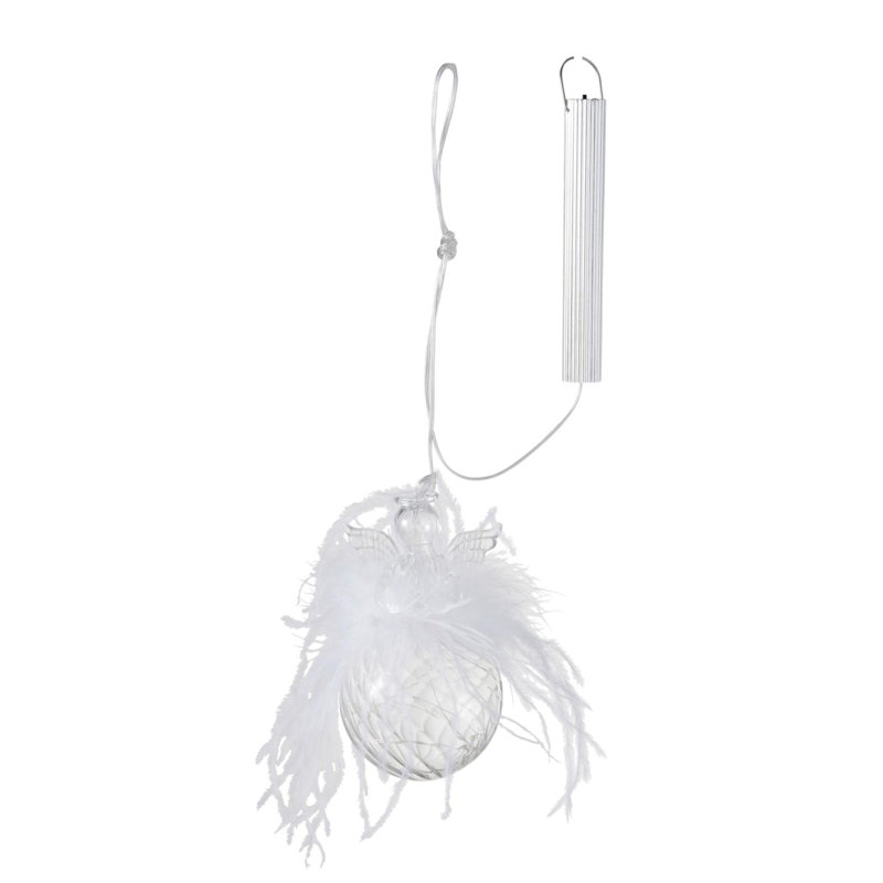 Christmas Solid Angel+Led+Feather Glass Baubles