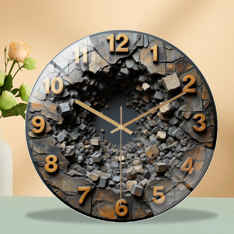 Unique Vintage Decorative Wall Clock with Art Design Art - 12'' Modern Glass Wall Clock