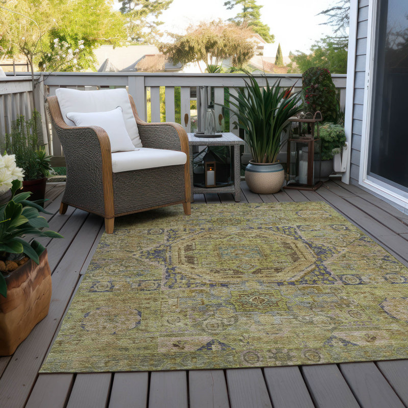 Tapis intérieur / extérieur Xhevrie lavable à la machine, Rectangle 9 pi x 12 pi