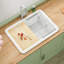 Évier de cuisine en céramique réfractaire à une cuve, blanc, 68,6 cm (L) x 48,3 cm (l), à encastrer sous plan, pour cuisine et buanderie, avec 4 accessoires personnalisés