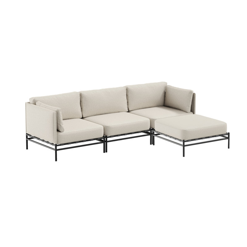 Andy Sofa 3 Seater + Pouf, Beige
