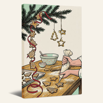Décoration de biscuits en pain d'épice avec sac passepoil sur toile de Noël