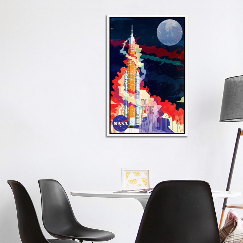 Nasa Sls Rocket - Painting on Canvas, 101.6 cm H x 66.04 cm W, White Framed