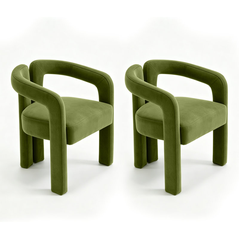 Accent Barrel Chair Set Of 2, Green